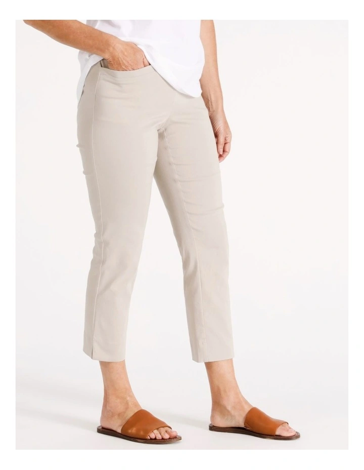 Sustainable Viscose Wardrobe Staple Stretch Crop Pant in Stone