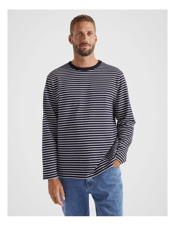 Breton Stripe Tee in Midnight