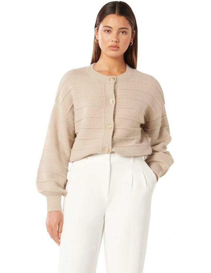 Monroe Cropped Knit Cardigan in Neautral