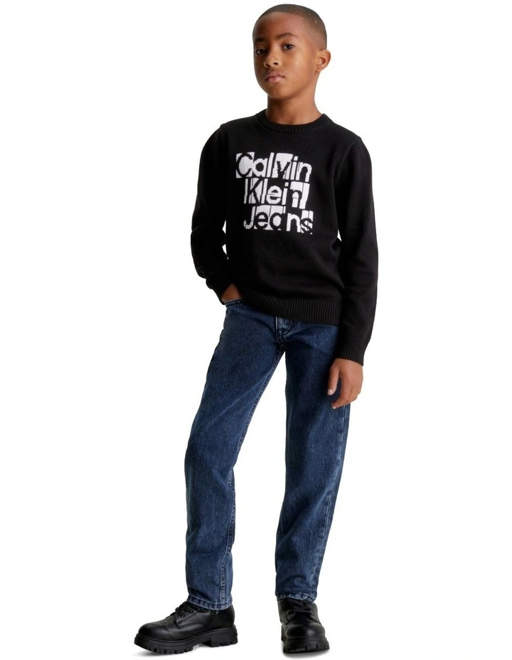 Regular Straight Denim Jeans in Visual Blue/Black