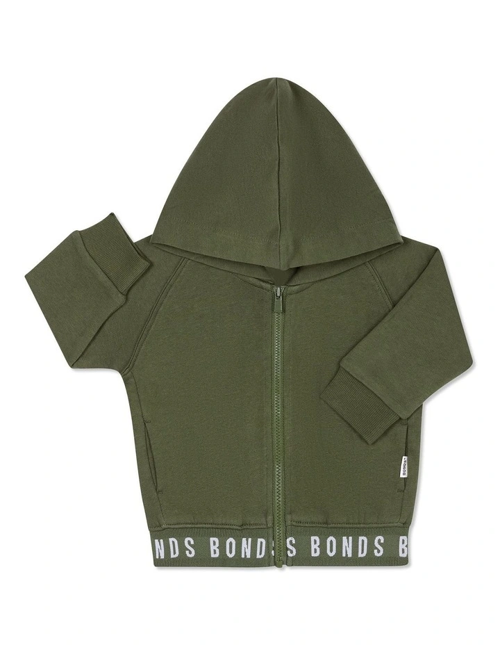 Baby Logo Fleece Hoodie in Hiker Green