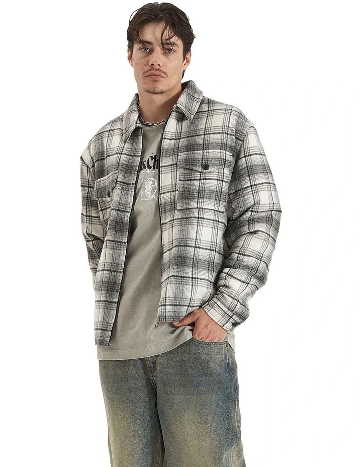 Rustic Stride Relaxed Overshirt in Black/White Check