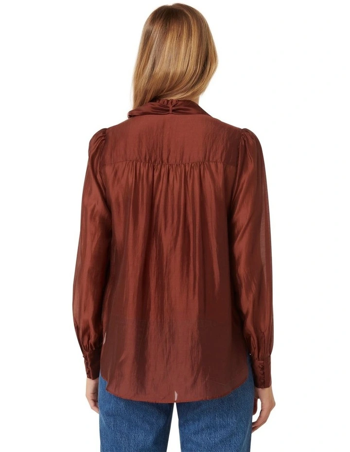 Naomi Neck Tie Blouse in Red