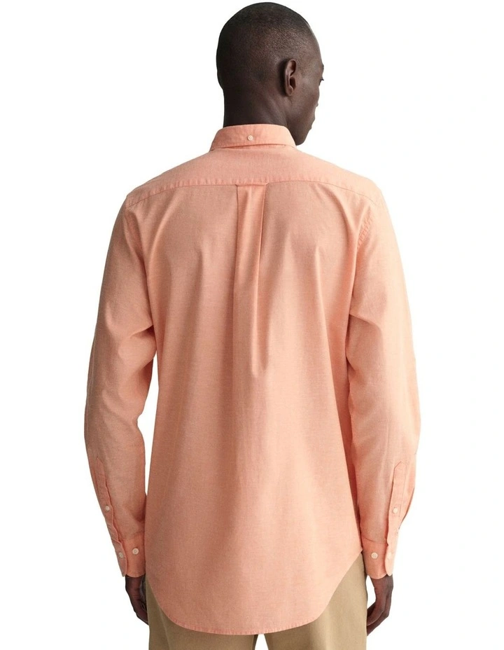 Regular Fit Cotton Linen Shirt in Apricot Orange