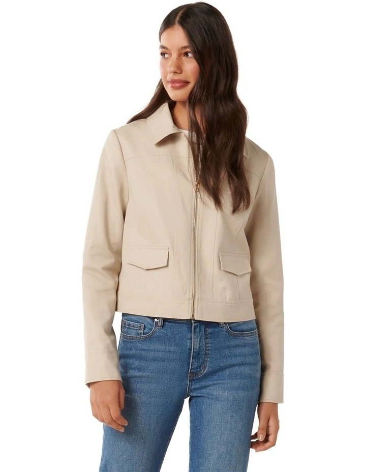 Teresa Zip Through Jacket in Beige