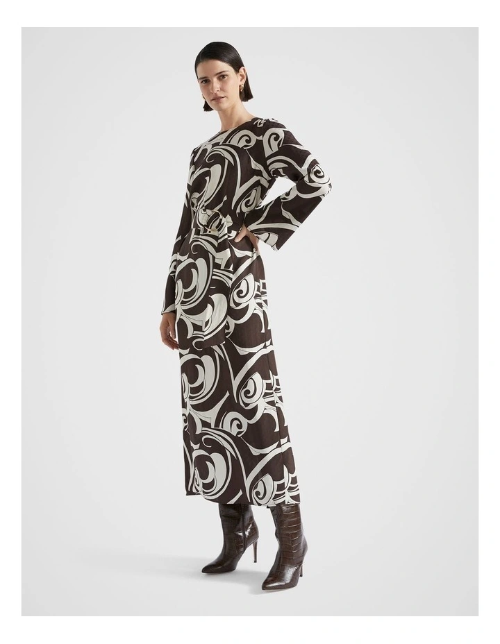 Jacquard Swirl Midi Dress in Retro Swirl