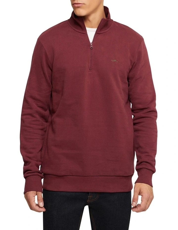 Wyatt Zip Neck Sweater Shirt in Red
