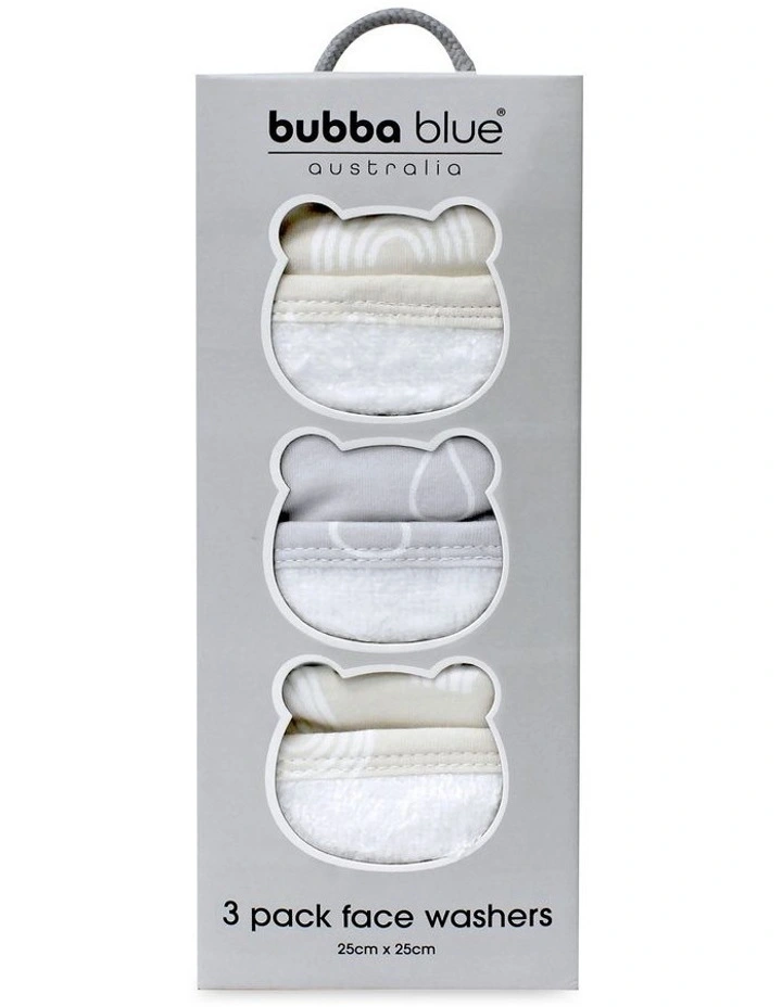 Nordic 3 Pack Face Washers in Beige