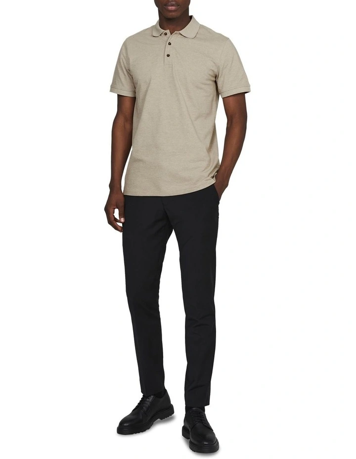 Poleo Melange Polo T-shirt in Brown Soil Melange