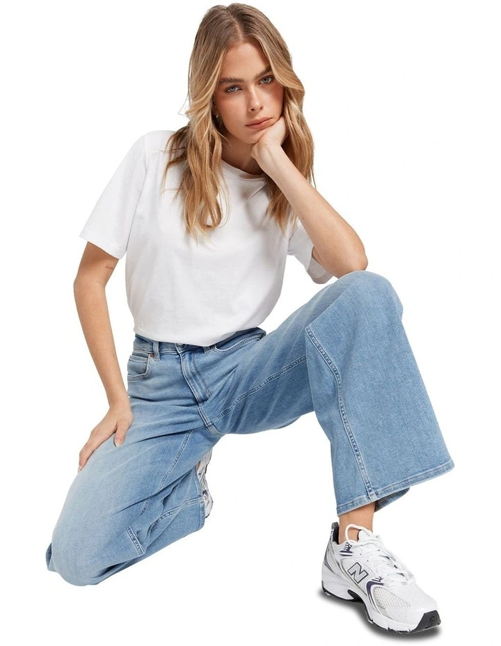Madison Wide Leg Denim Jeans in Light Blue