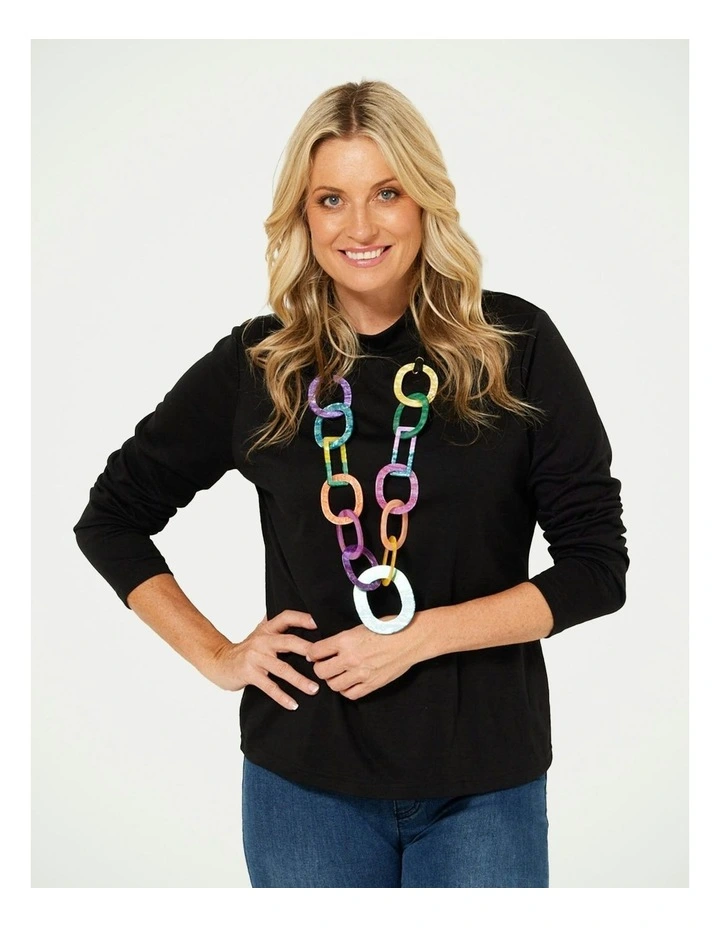 Essential Long Sleeve Skivvy Top in Black