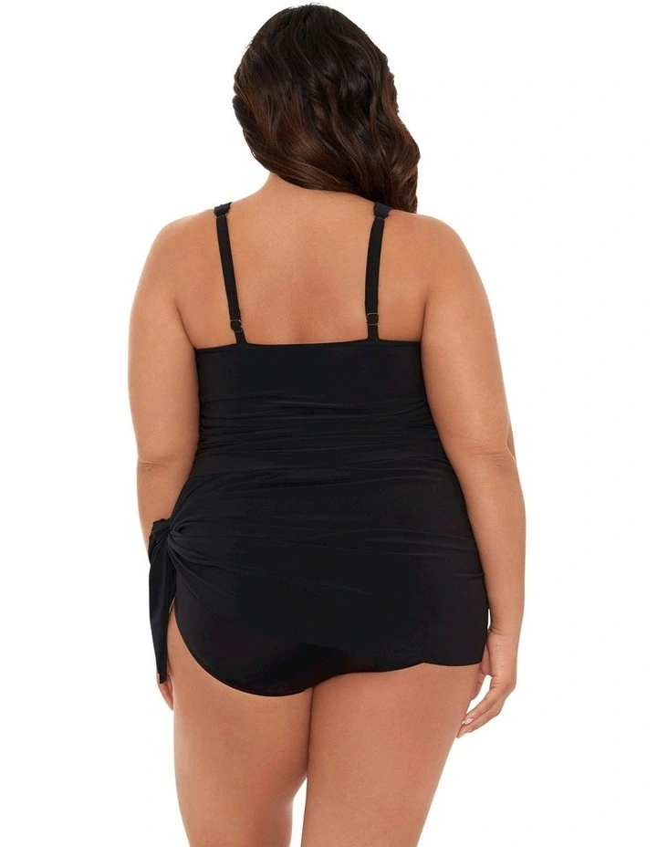 Celine V Neck Short Plus Size Swimdress in Black