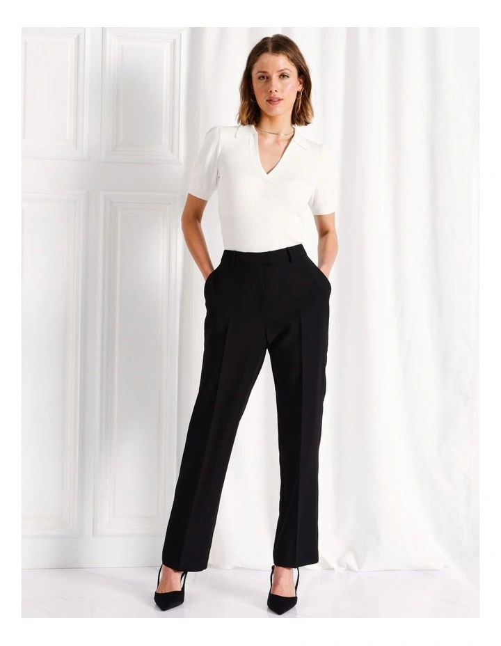 Recycled Blend Straight Leg Suit Pant in Black
