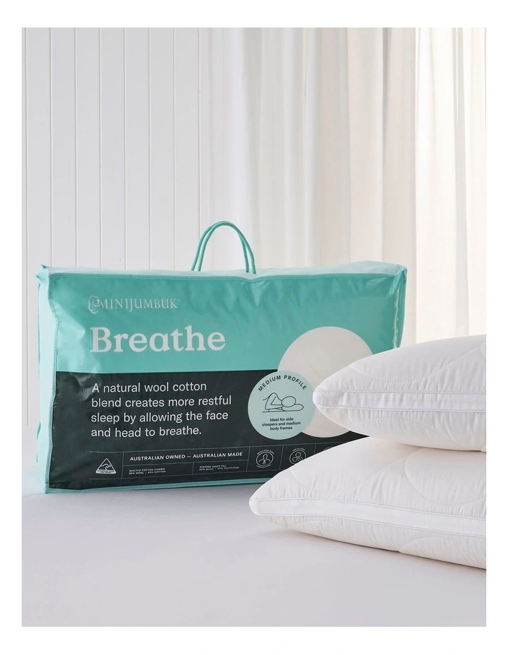 Breathe Wool Pillow 2 Pack in White