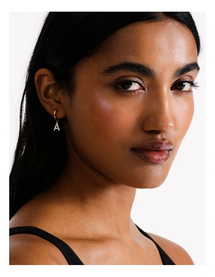 Initial Hoop Earring in Gold