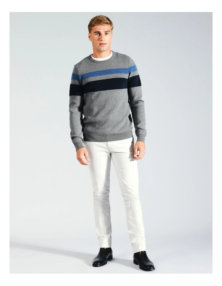 Ethan Engineered Stripe Knit in Grey