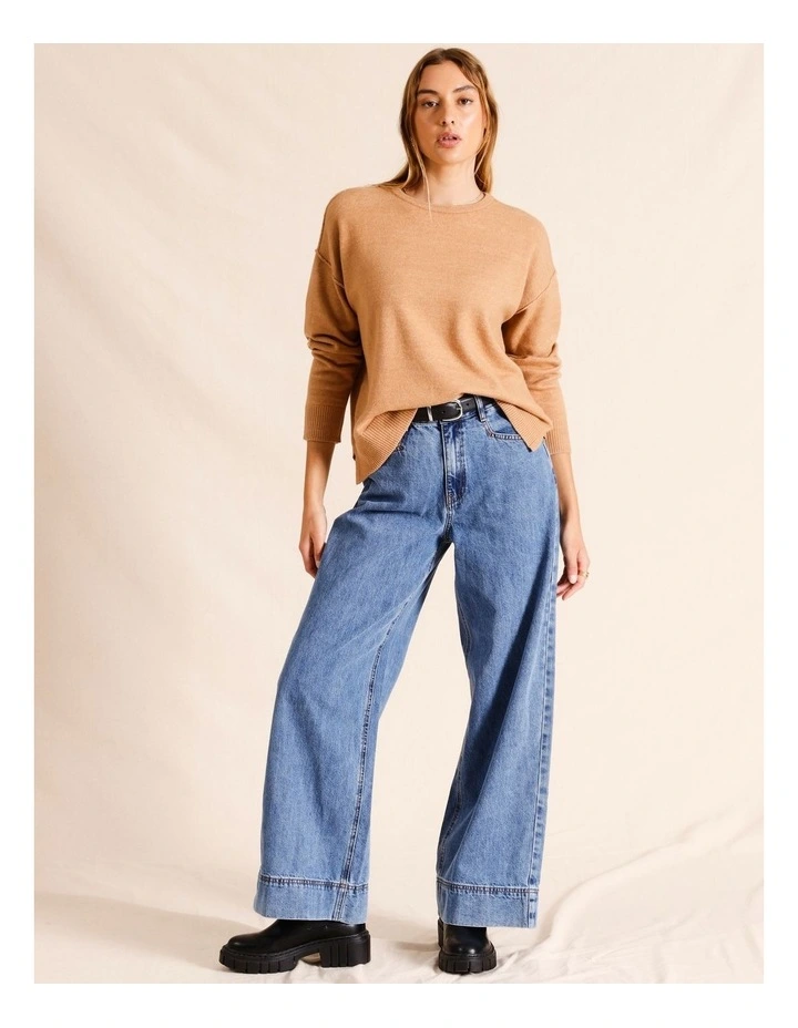 Oversized Exposed Seam Jumper in Tan