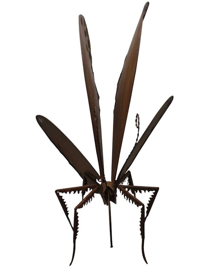 Metal Butterfly Garden Statue in Rust