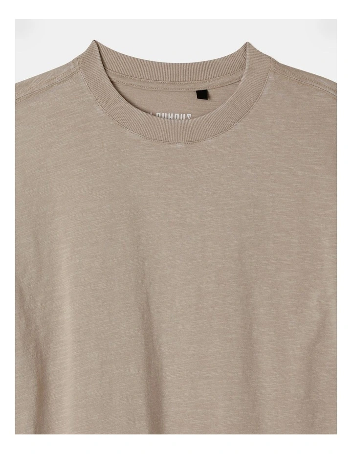Long Sleeve Acid Wash Tee in Stone