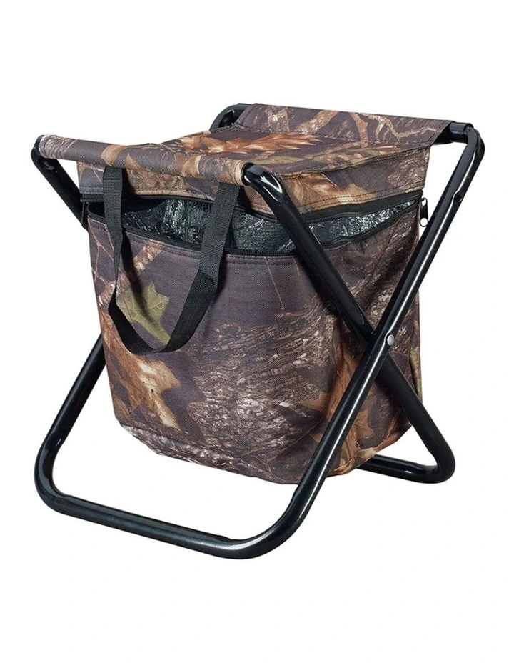 Camp Stool with Drink Cooler in Camo