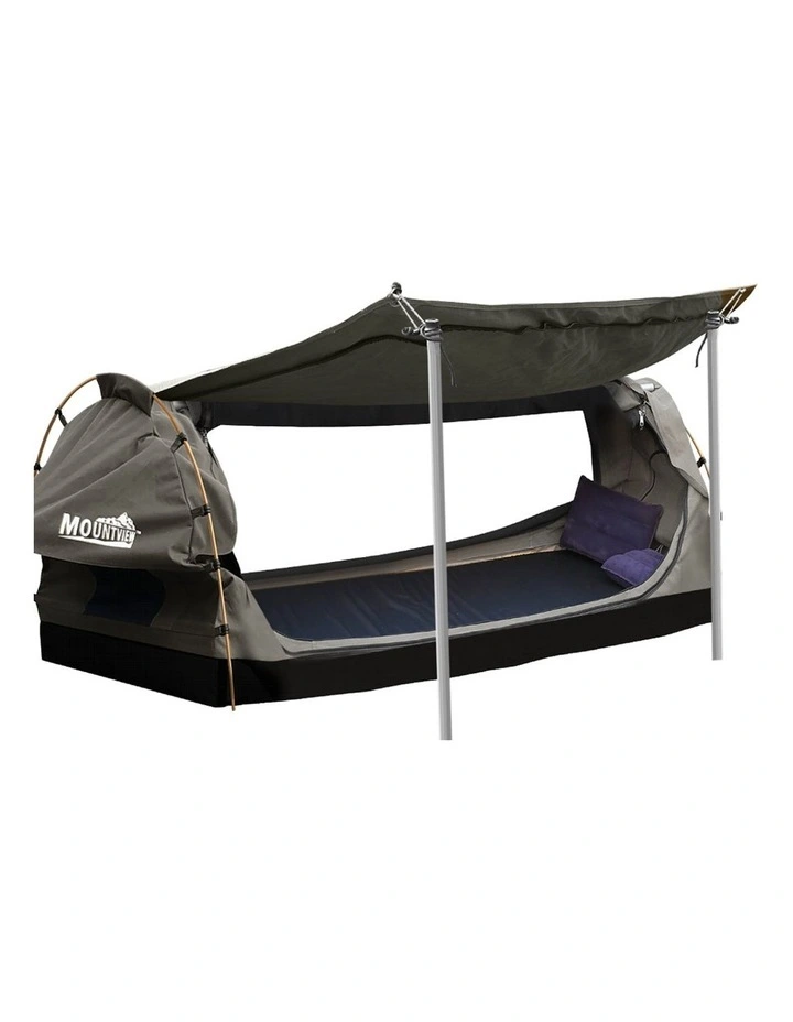 Double Swag Camping Canvas Dome Free Standing Tent in Grey