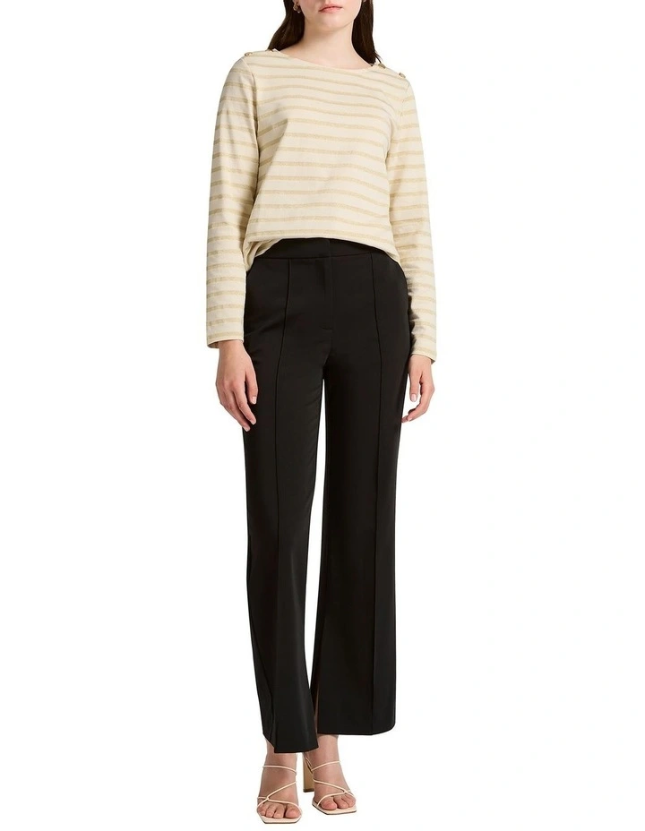 Gabrielle Lurex Stripe Top in Ivory Stripe