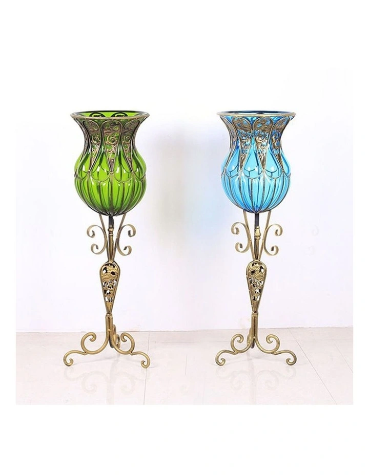 Glass Vase With Artificial Flower Set 12 Pieces 85cm in Multi