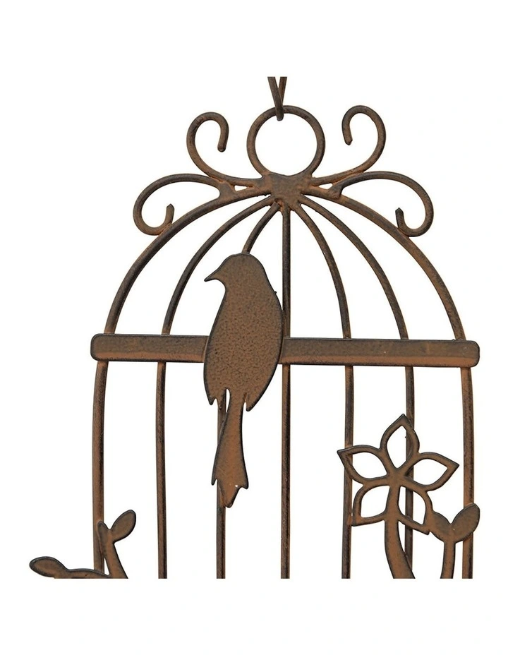 Bird Cage Hanging Bell in Distressed Brown