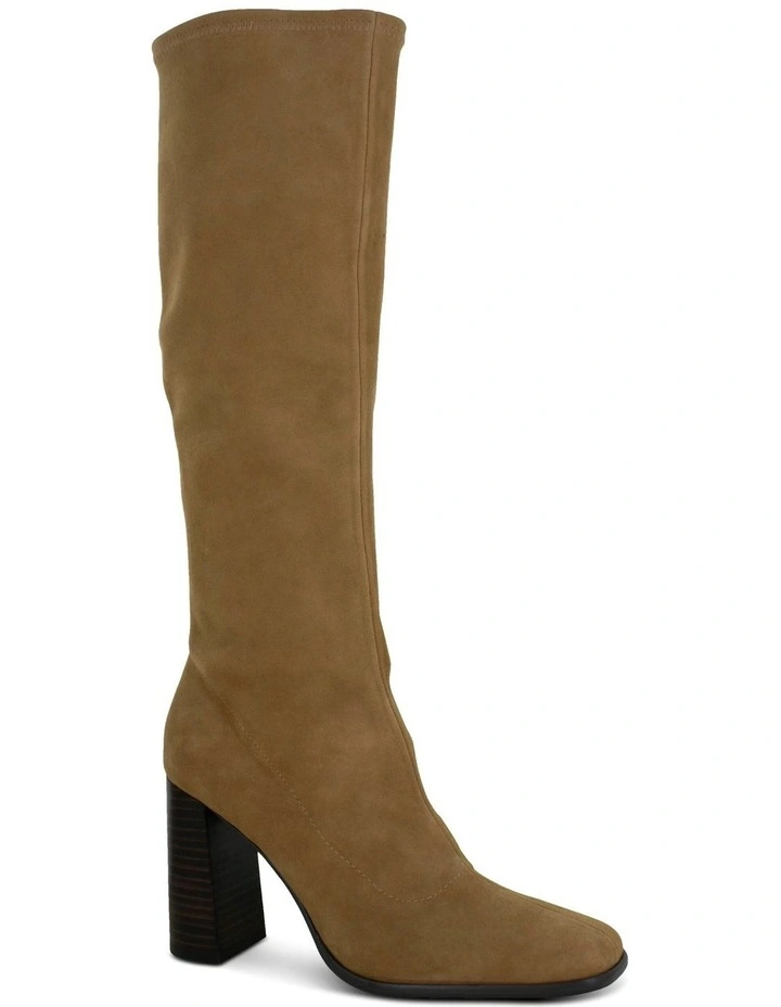 Zaffron Knee High Boots in Beige