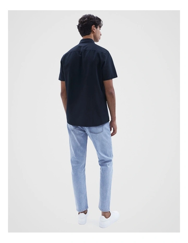 Oxford Short Sleeves Regular Fit Shirt in Blue Marle
