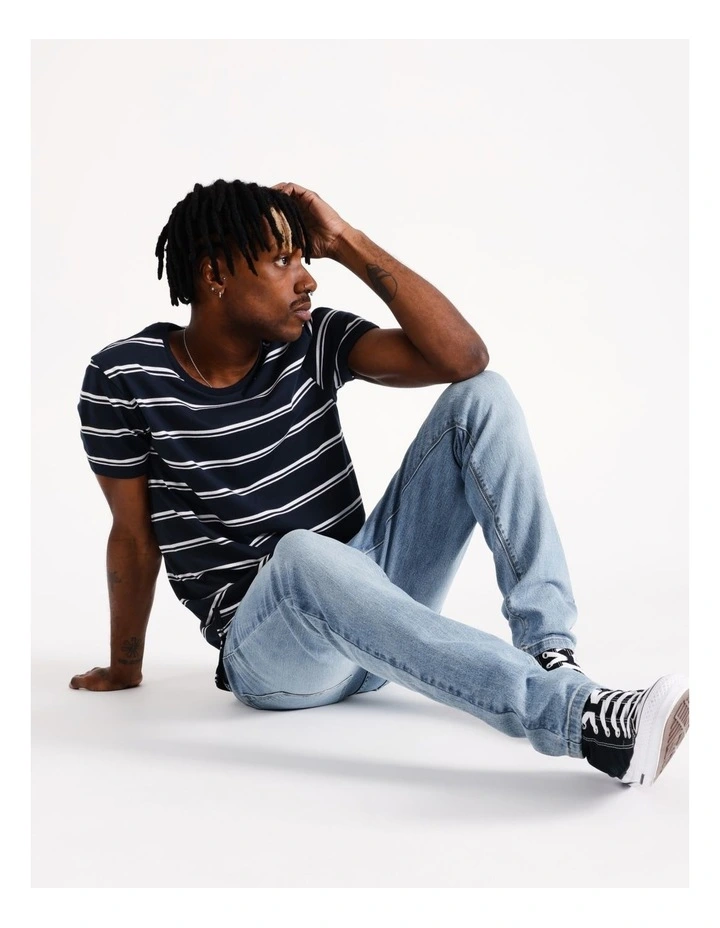 Sebastian Stripe Short Sleeve Tee in Navy