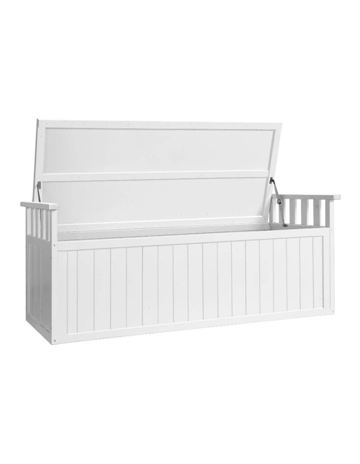Outdoor Wooden Storage Bench 129cm XL in White