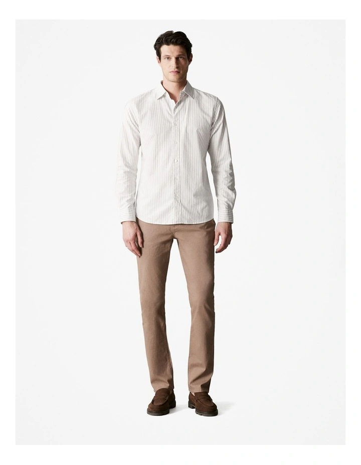 Regular Fit Cotton Staple Stripe Shirt in Birch