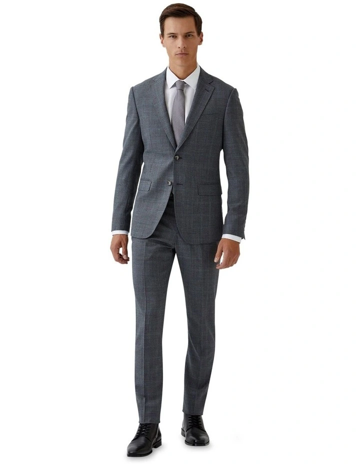 Byron Wool Suit Jacket in Grey Check