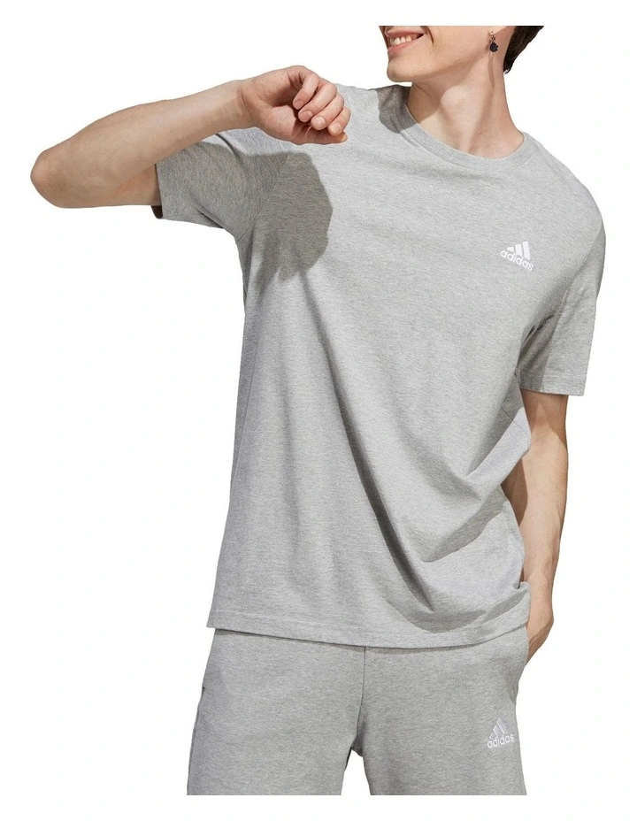 Essentials Single Jersey Embroidered Small Logo T-Shirt in Grey