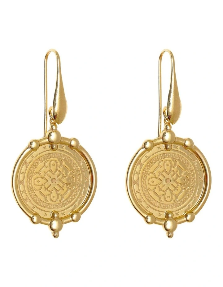 Tribal Pendant Earring in Gold