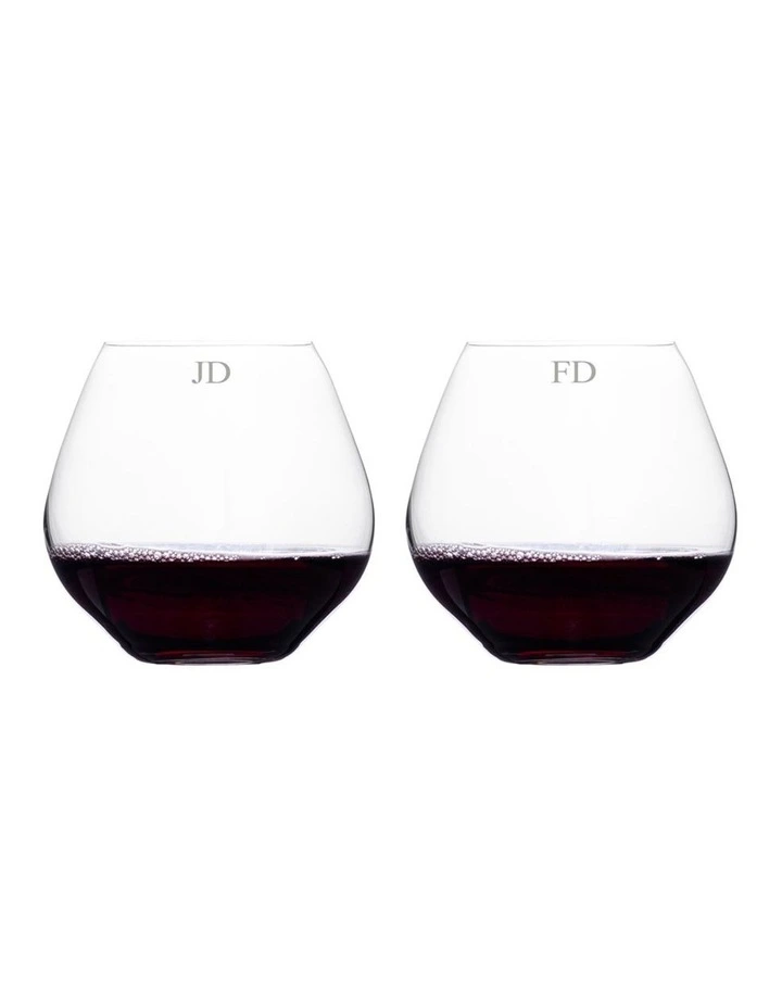 Personalised Vola Stemless Red Wine Set of 2 with Gift Box in Clear