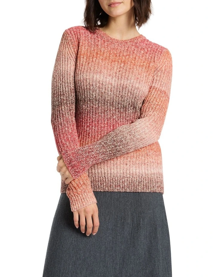 Khalia Ombre Knit in Cranberry Multi