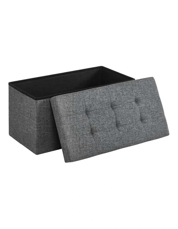 Folding Storage Ottoman Bench Foot Rest Stool 76cm in Dark Gray