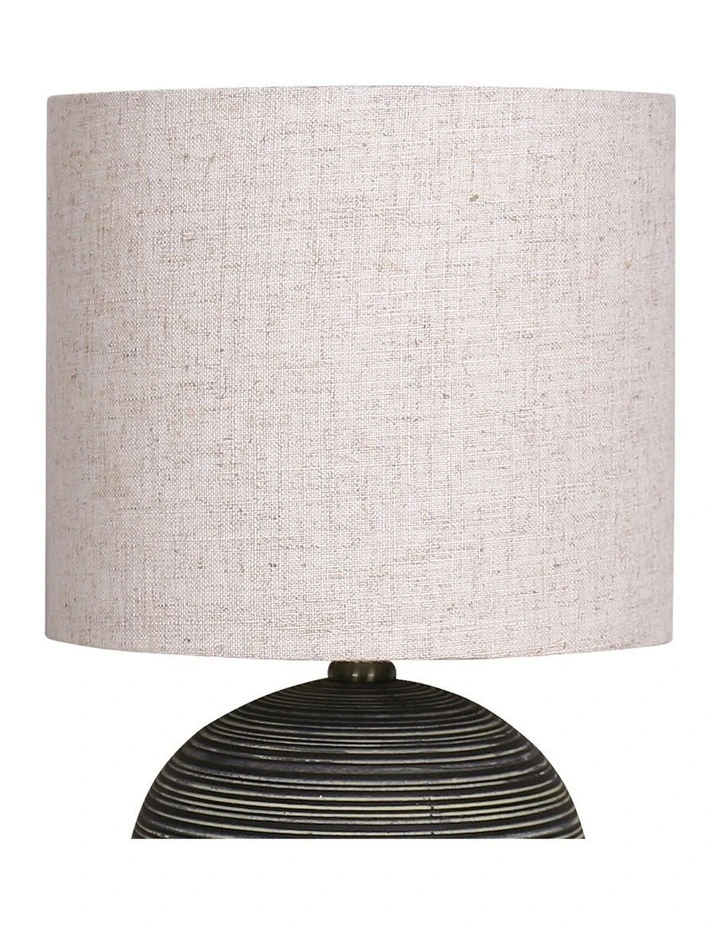 Ceramic Table Lamp with Drum Shade in Antique Black