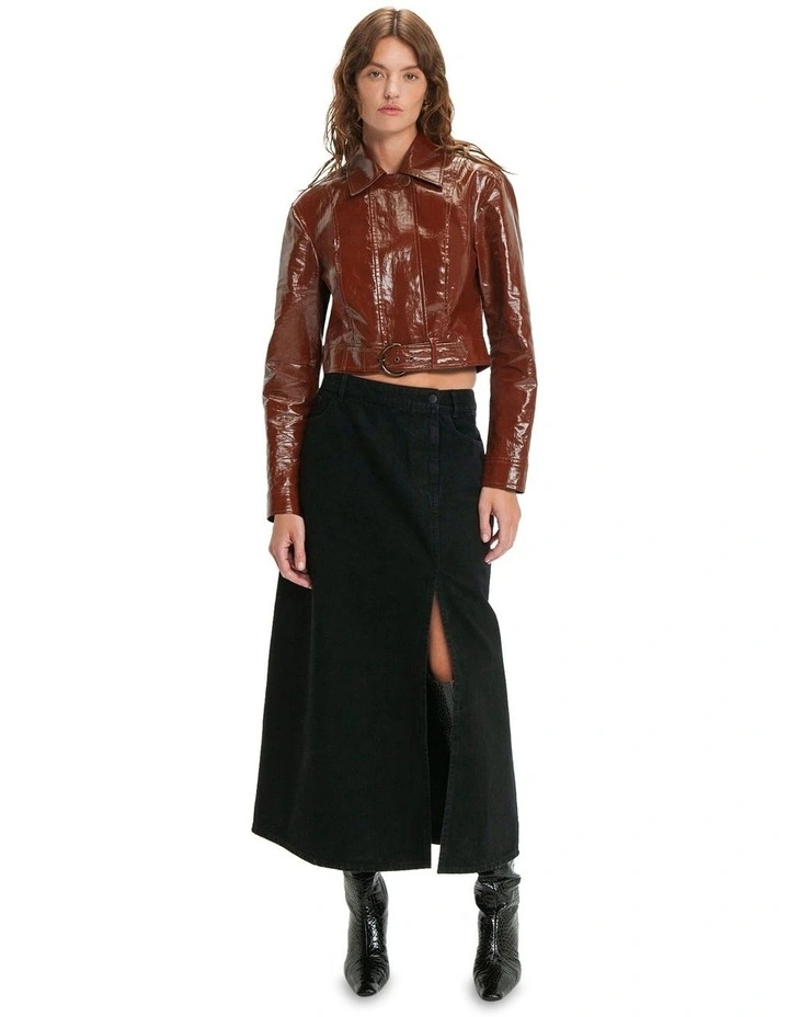 Gloss Linen Cropped Jacket in Sienna