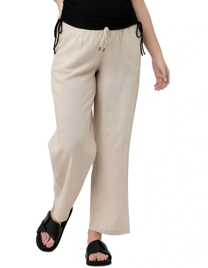 Indi Wide Leg Linen Pant in Natural