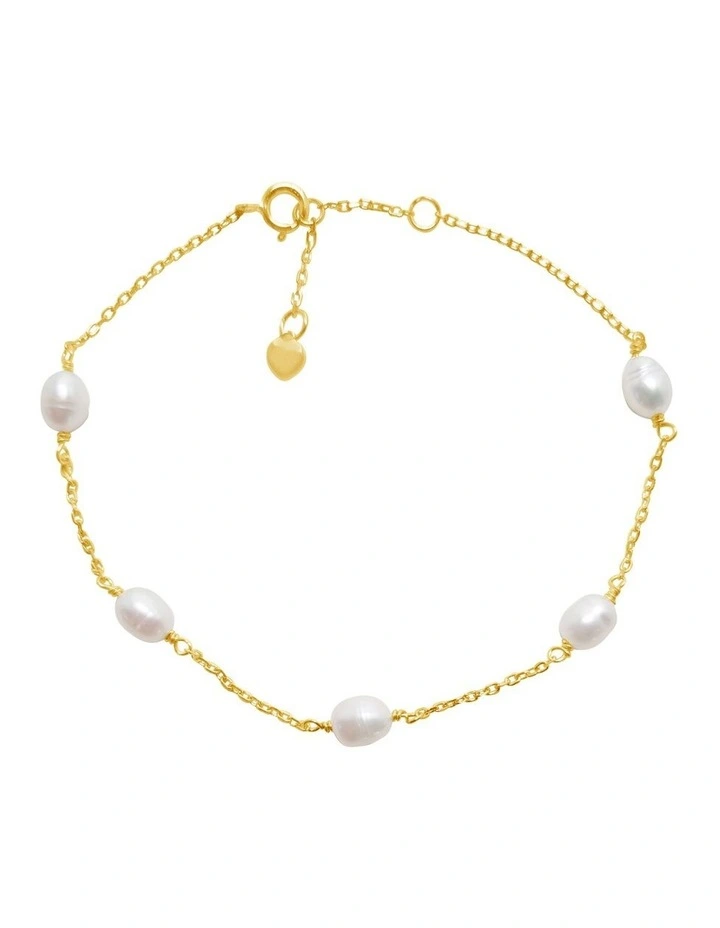 14Ct Dainty Chain And Pearl Bracelet in Gold Plate