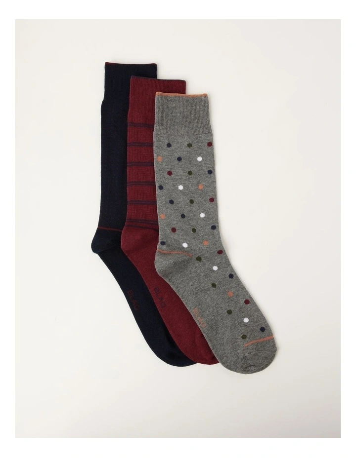 3 Pack Pattern Socks Spots & Stripes in Assorted