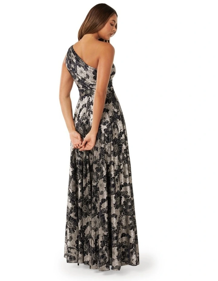 Marta One Shoulder Gown in Navy