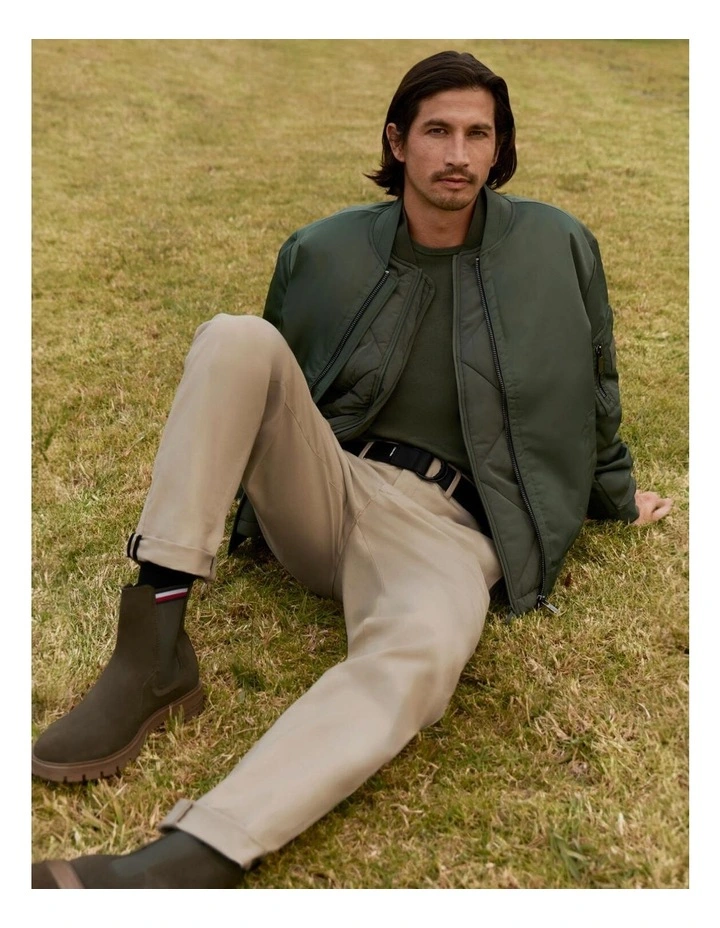 Recycled Sateen Iconic Bomber Jacket in Green