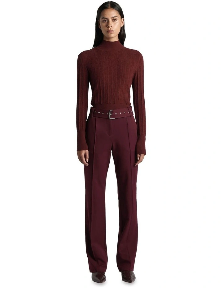 Chevron Stitch Sweater in Wine