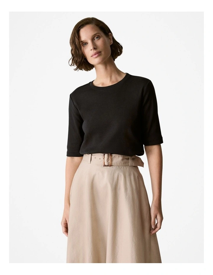 Australian Cotton Half Sleeve T-shirt in Black
