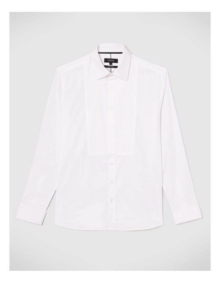 Slim Long Sleeve Bib Formal Shirt in White