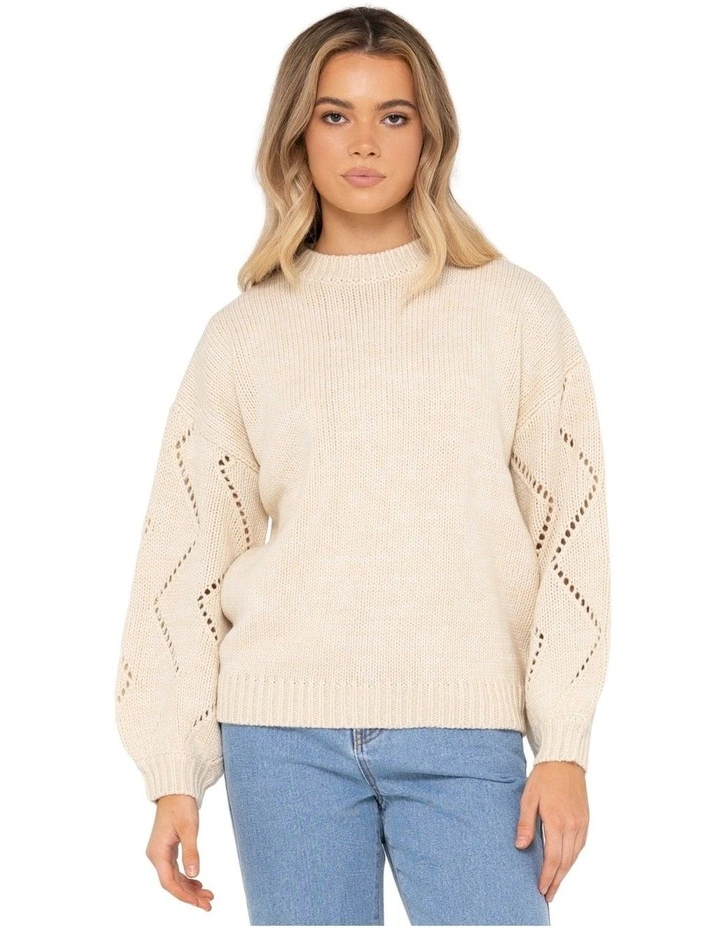 Rossie Crew Neck Cardigan in Cream